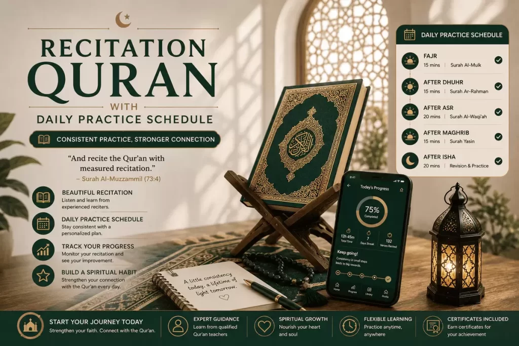 recitation Quran with daily practice schedule